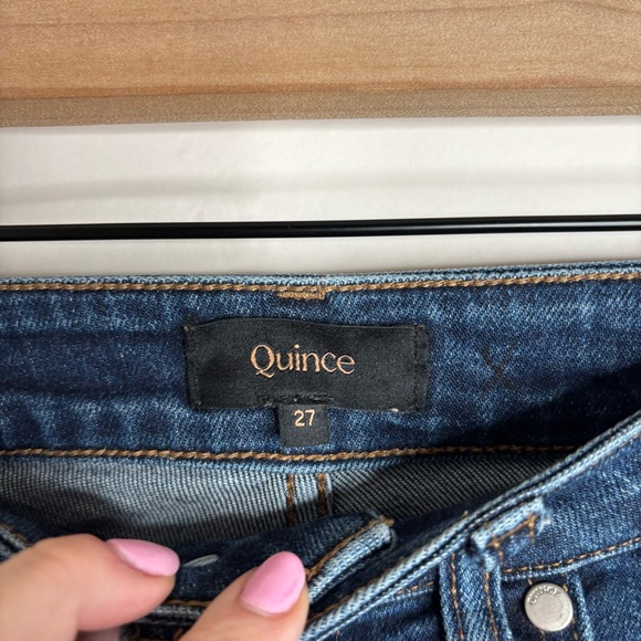 Quince Stretch Mid Rise Slim Straight Jeans size 27 in Dark Wash - Picture 6 of 11